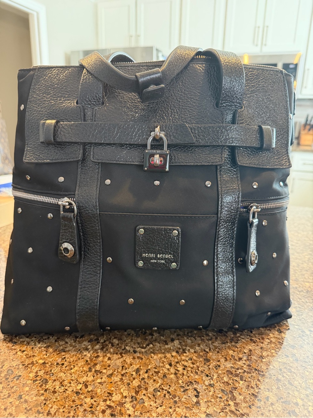 Henri Bendel Large Jetsetter Backpack Studded Crossbody Tote